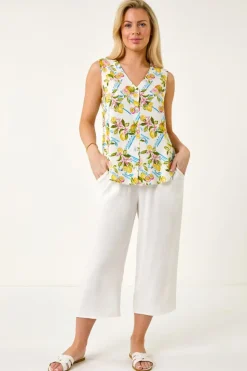 Roman Ivory Petite Floral Lemon Blouse