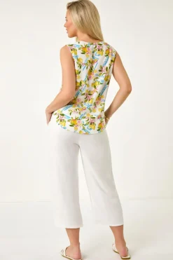 Roman Ivory Petite Floral Lemon Blouse