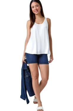 Roman Ivory Plain V-Neck Stretch Jersey Vest Top