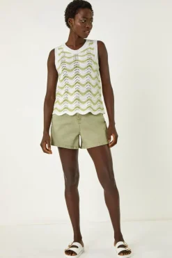 Roman Ivory Scallop Wave Knit Vest