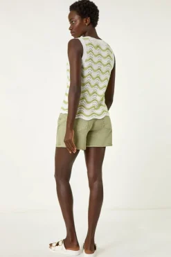 Roman Ivory Scallop Wave Knit Vest
