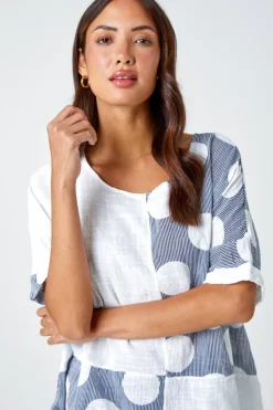 Roman Ivory Spot Print Oversized Cotton Tee