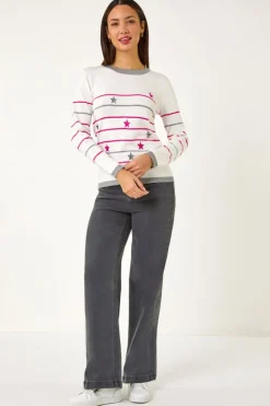 Roman Ivory Star Embroidery Jumper