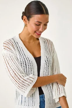 Roman Ivory Stitch Detail Knit Cardigan
