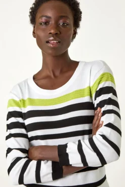 Roman Ivory Stripe Print Colour Knit Jumper