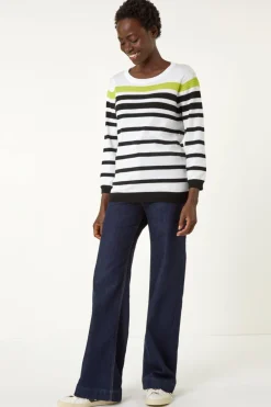 Roman Ivory Stripe Print Colour Knit Jumper