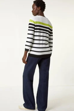 Roman Ivory Stripe Print Colour Knit Jumper
