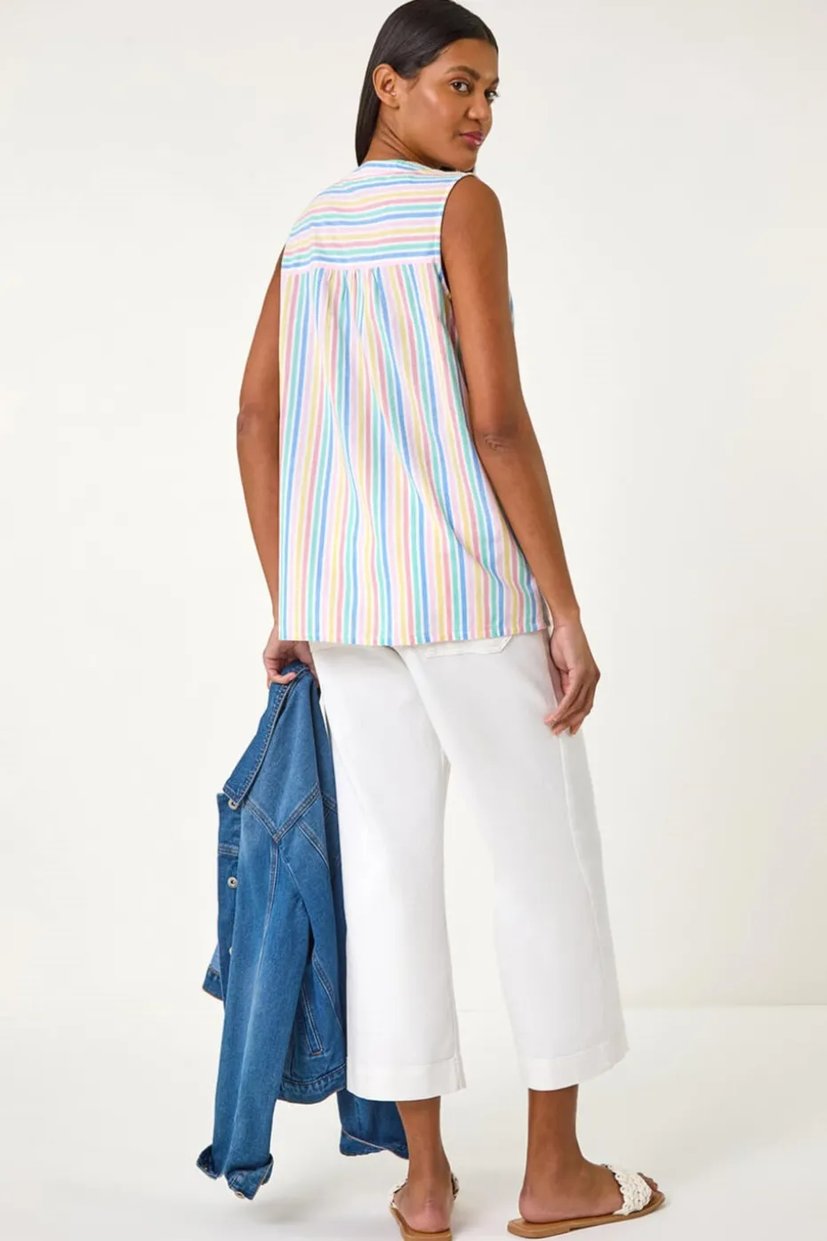 Roman Ivory Stripe V-Neck Vest Top