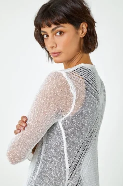 Roman Ivory Textured Pointelle Detail Shrug