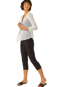 Roman Ivory Textured Pointelle Detail Shrug