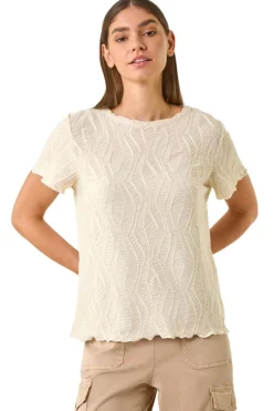 Roman Ivory Textured Short Sleeve T Shirt