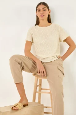 Roman Ivory Textured Short Sleeve T Shirt