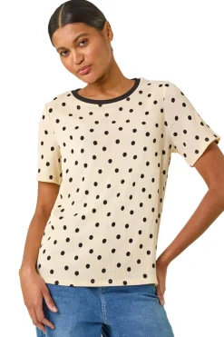Roman Ivory Textured Spot Stretch Top