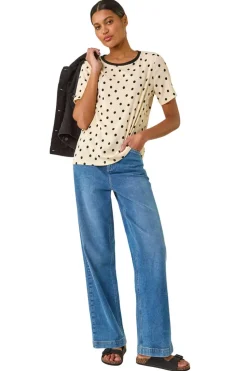 Roman Ivory Textured Spot Stretch Top