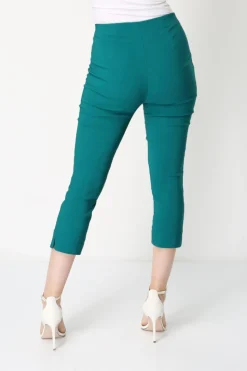 Roman Jade Green Cropped Stretch Trouser Capri Summer Leggings 3/4 Pedal Pushers