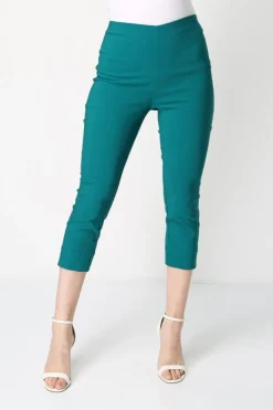 Roman Jade Green Cropped Stretch Trouser Capri Summer Leggings 3/4 Pedal Pushers