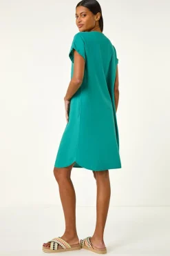 Roman Jade Green Linen Mix Shift Dress
