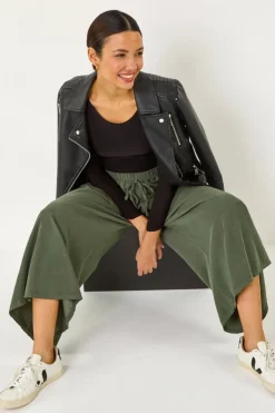 Roman Khaki Baby Cord Wide Leg Culotte