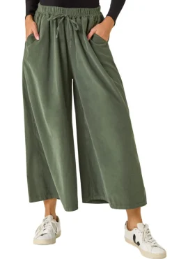 Roman Khaki Baby Cord Wide Leg Culotte