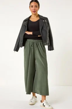 Roman Khaki Baby Cord Wide Leg Culotte