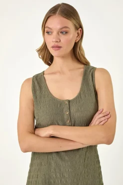 Roman Khaki Buttoned Stretch Vest Top