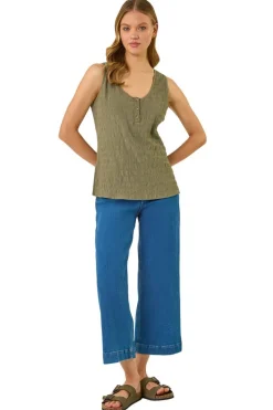 Roman Khaki Buttoned Stretch Vest Top