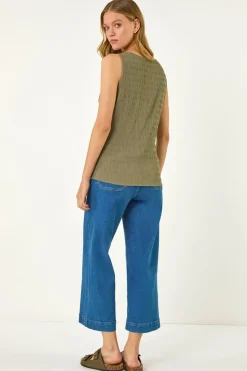 Roman Khaki Buttoned Stretch Vest Top