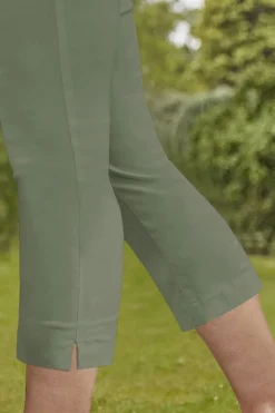 Roman Khaki Cropped Stretch Trouser Capri Summer Leggings 3/4 Pedal Pushers