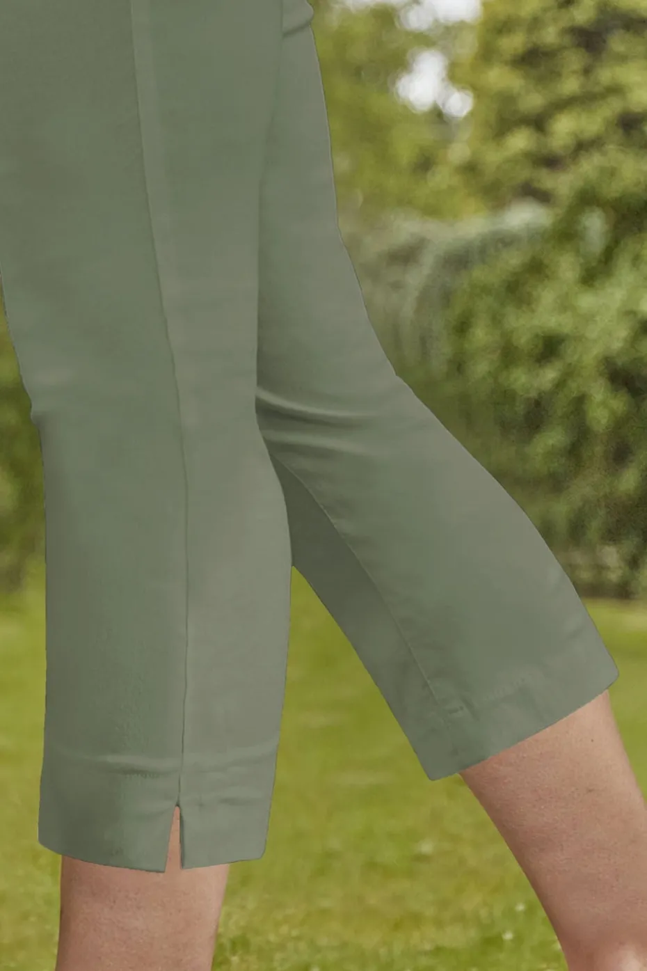 Roman Khaki Cropped Stretch Trouser Capri Summer Leggings 3/4 Pedal Pushers