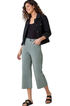 Roman Khaki Cropped Stretch Culotte