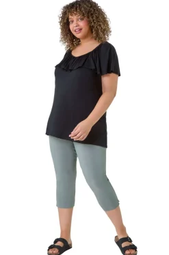 Roman Khaki Curve Cropped Stretch Trouser