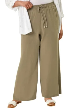 Roman Khaki Curve Linen Mix Trousers