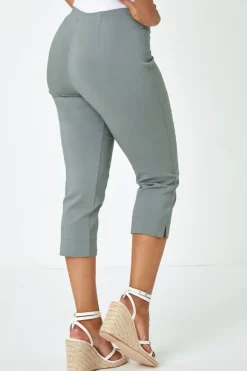 Roman Khaki Petite Cropped Stretch Trouser