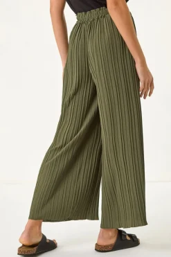 Roman Khaki Pleated Wide Leg Culottes