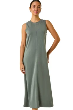 Roman Khaki Sandwash Stretch Midi Dress