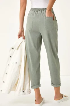 Roman Khaki Seam Detail Cropped Stretch Trouser