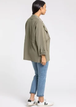 Roman Khaki Tie Waist Longline Jacket