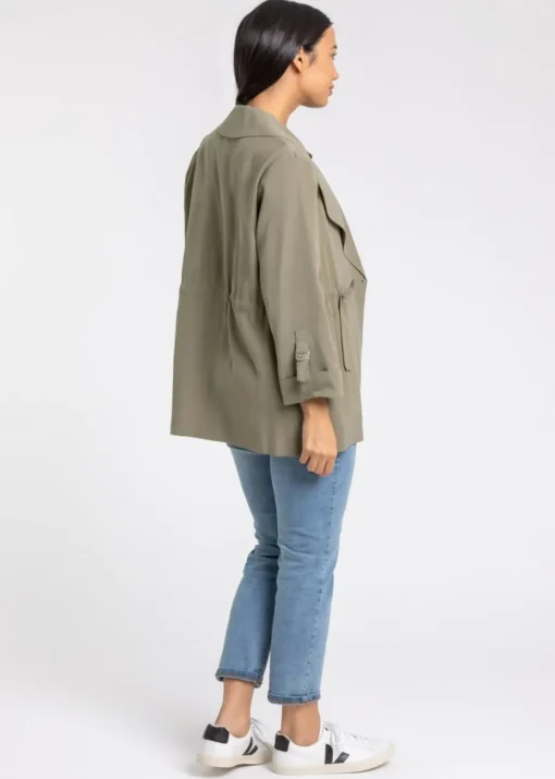 Roman Khaki Tie Waist Longline Jacket