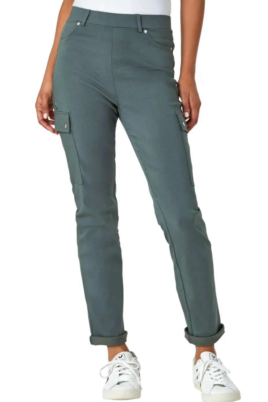 Roman Khaki Turn Up Stretch Cargo Trousers