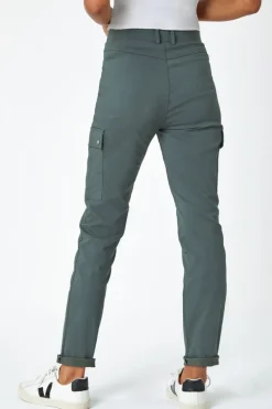 Roman Khaki Turn Up Stretch Cargo Trousers