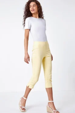 Roman Lemon Cropped Stretch Trouser Capri Summer Leggings 3/4 Pedal Pushers