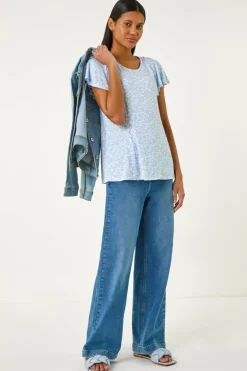 Roman Light Blue Angel Frill Sleeve T-shirt