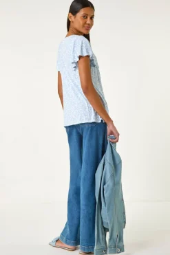 Roman Light Blue Angel Frill Sleeve T-shirt