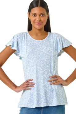 Roman Light Blue Angel Frill Sleeve T-shirt