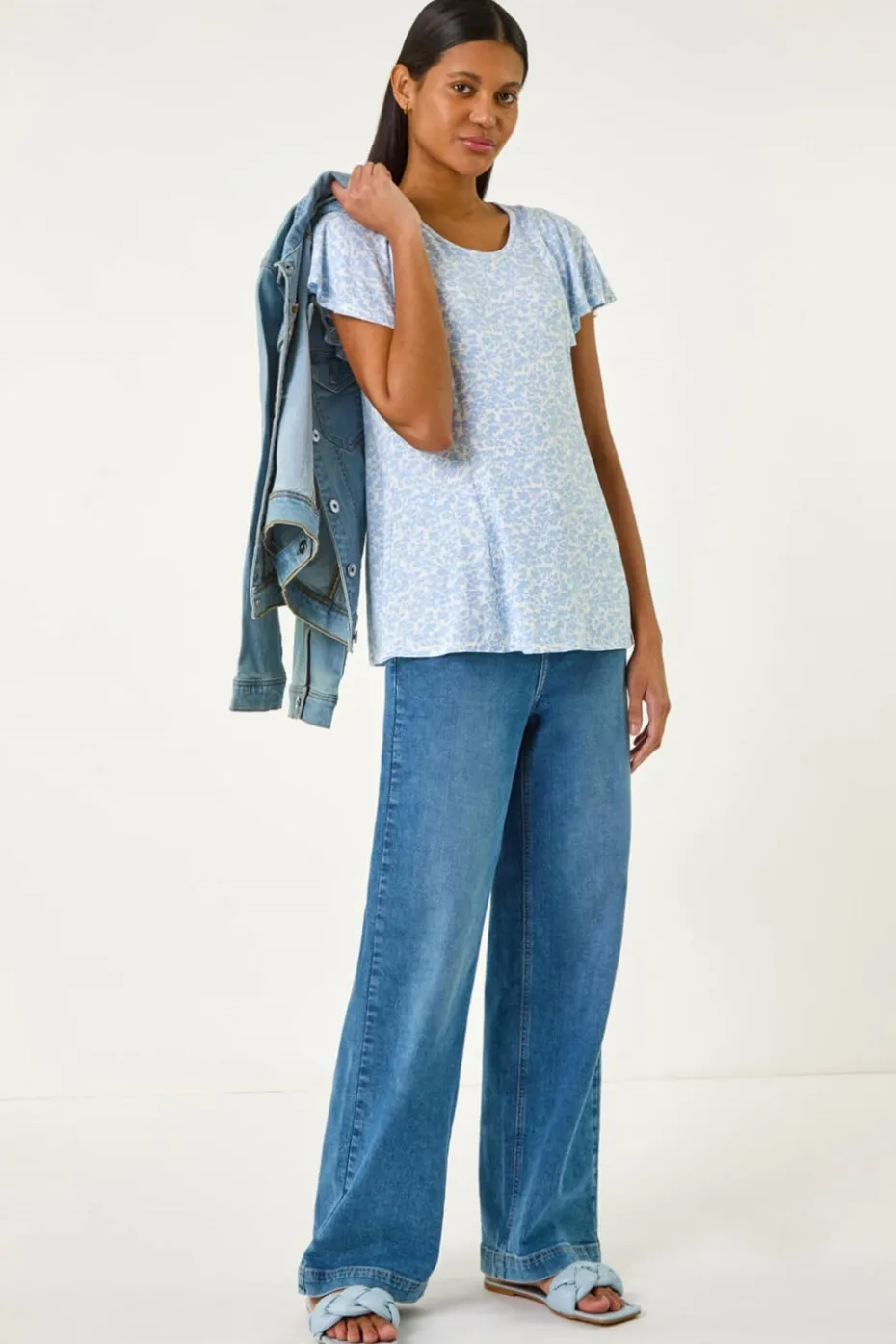 Roman Light Blue Angel Frill Sleeve T-shirt