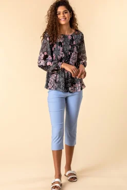 Roman Light Blue Cropped Stretch Trouser