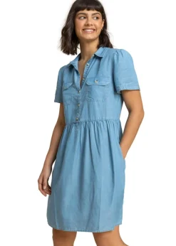 Roman Light Blue Denim Buttoned Shirt Dress