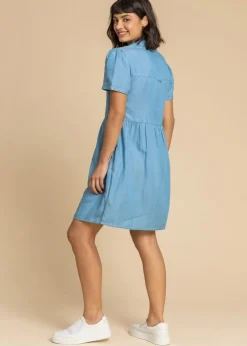 Roman Light Blue Denim Buttoned Shirt Dress