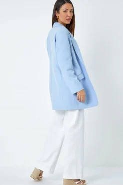 Roman Light Blue Longline Blazer Jacket