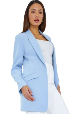 Roman Light Blue Longline Blazer Jacket